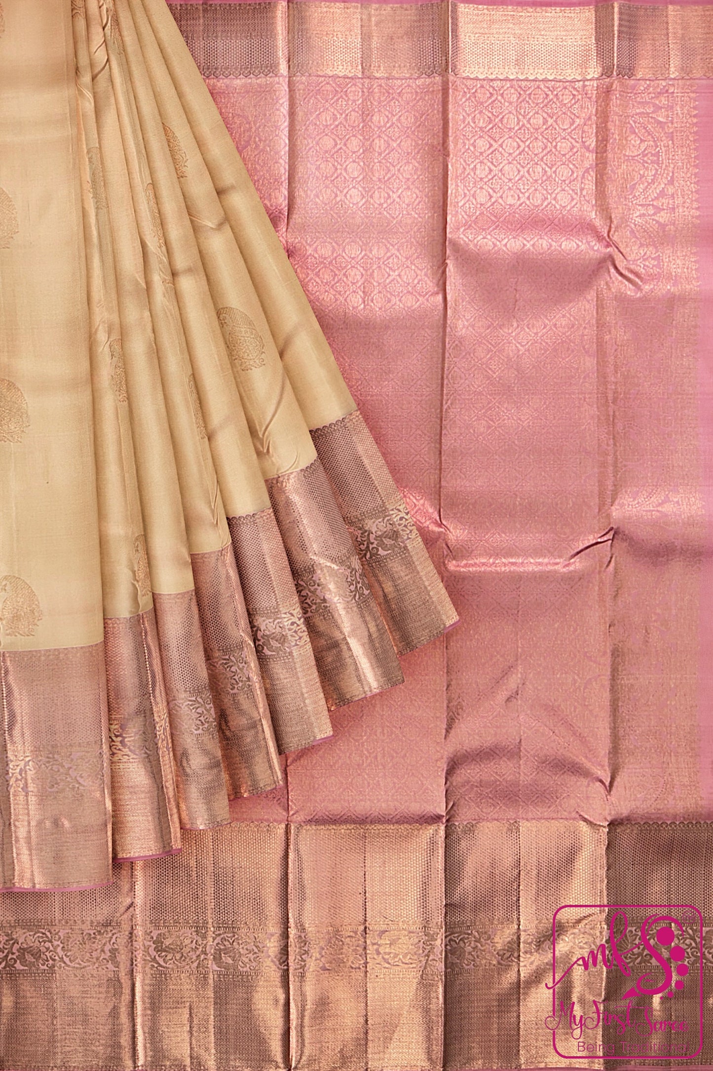 Classy Cream Kanchipuram Silk Saree