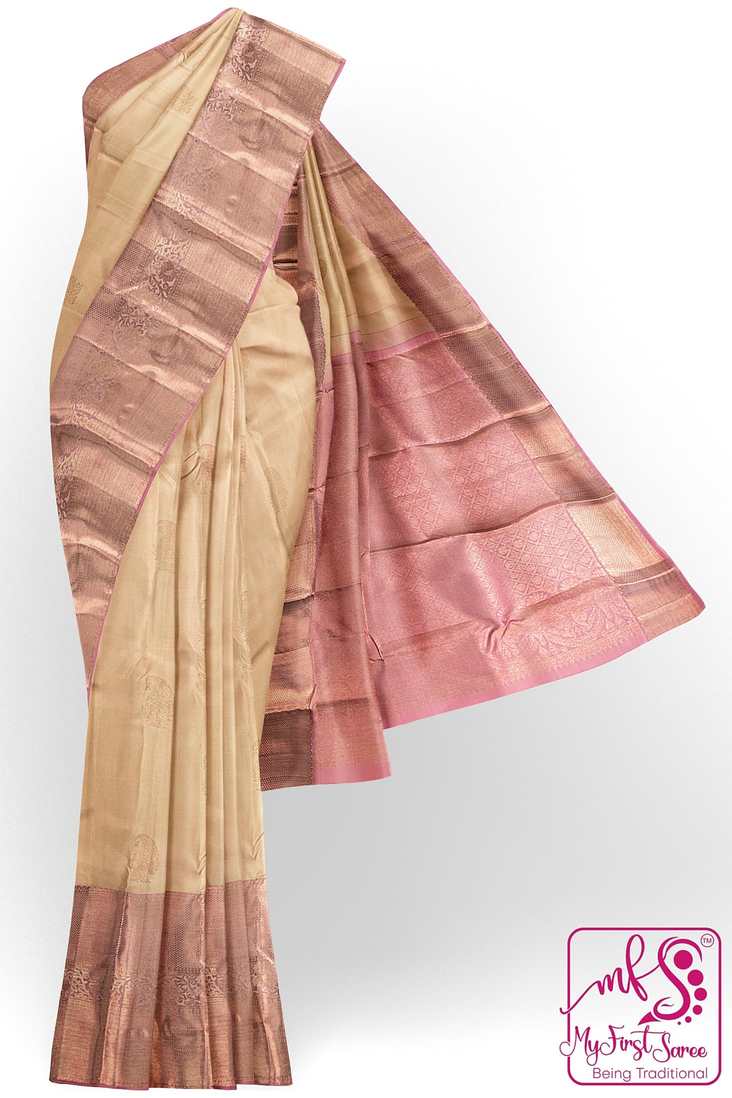 Classy Cream Kanchipuram Silk Saree