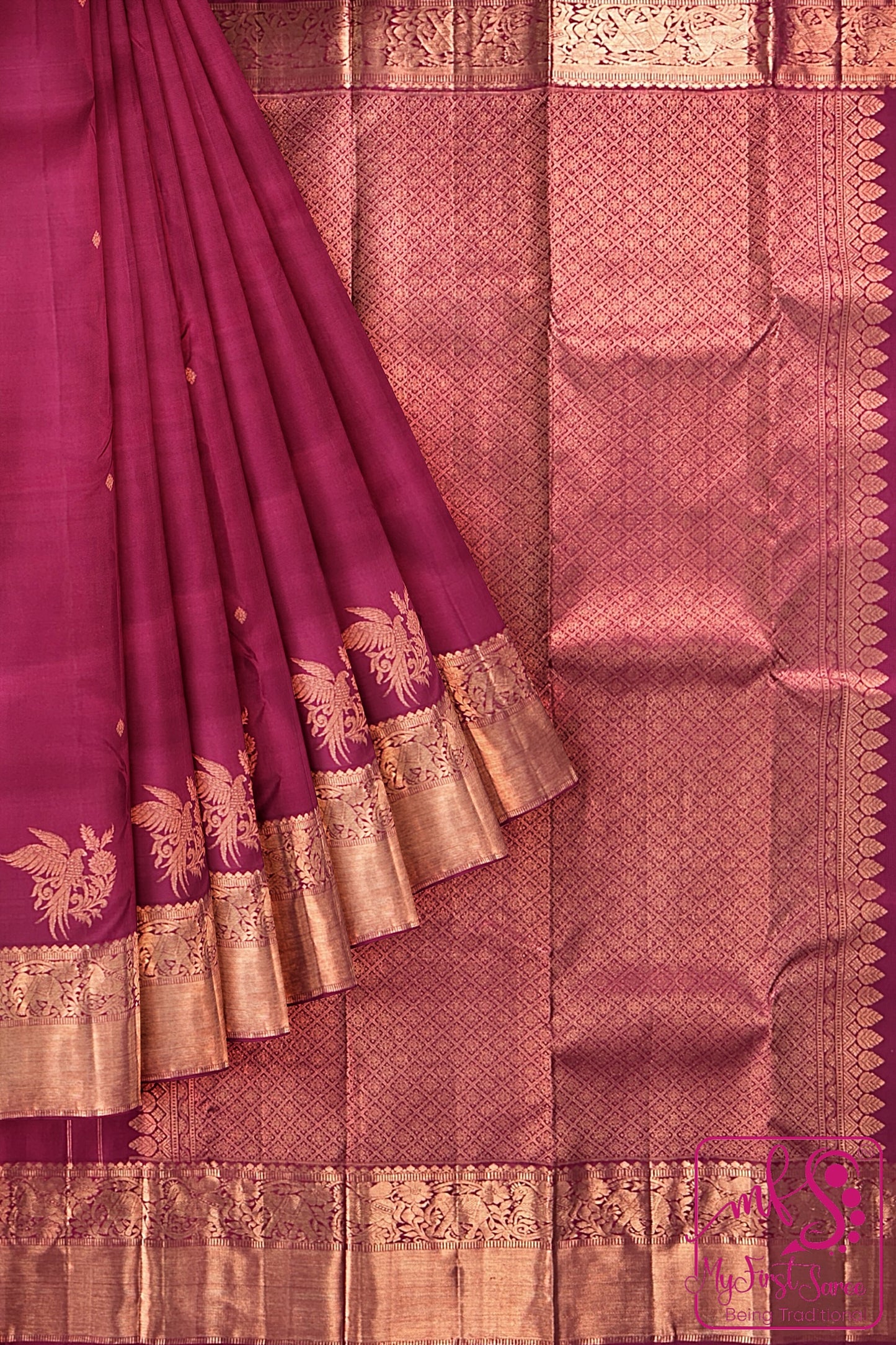 Traditional Marron Kanchipuram Silk Saree From Weavers and Best on Online