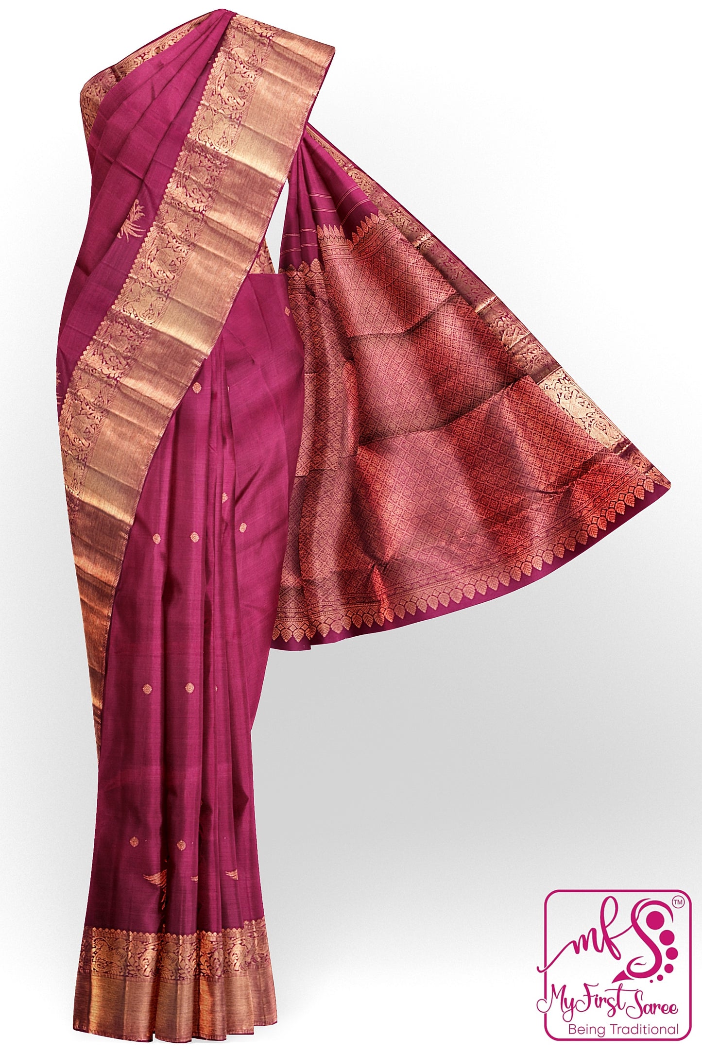 Traditional Marron Kanchipuram Silk Saree From Weavers and Best on Online