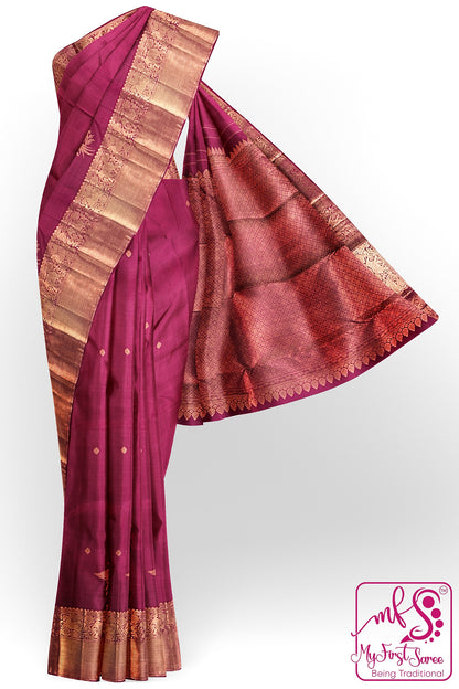 Traditional Marron Kanchipuram Silk Saree From Weavers and Best on Online