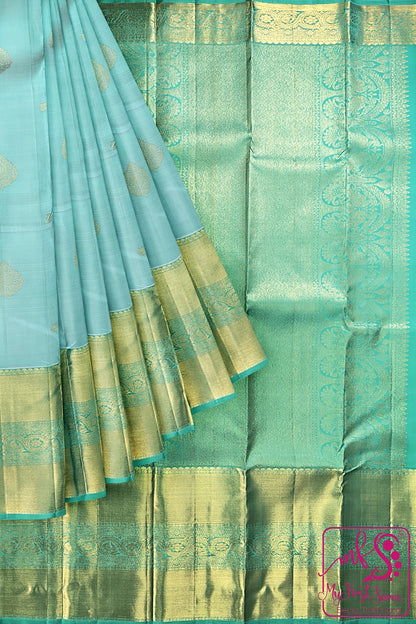 Classic Sea Blue Kanchipuram Silk Saree
