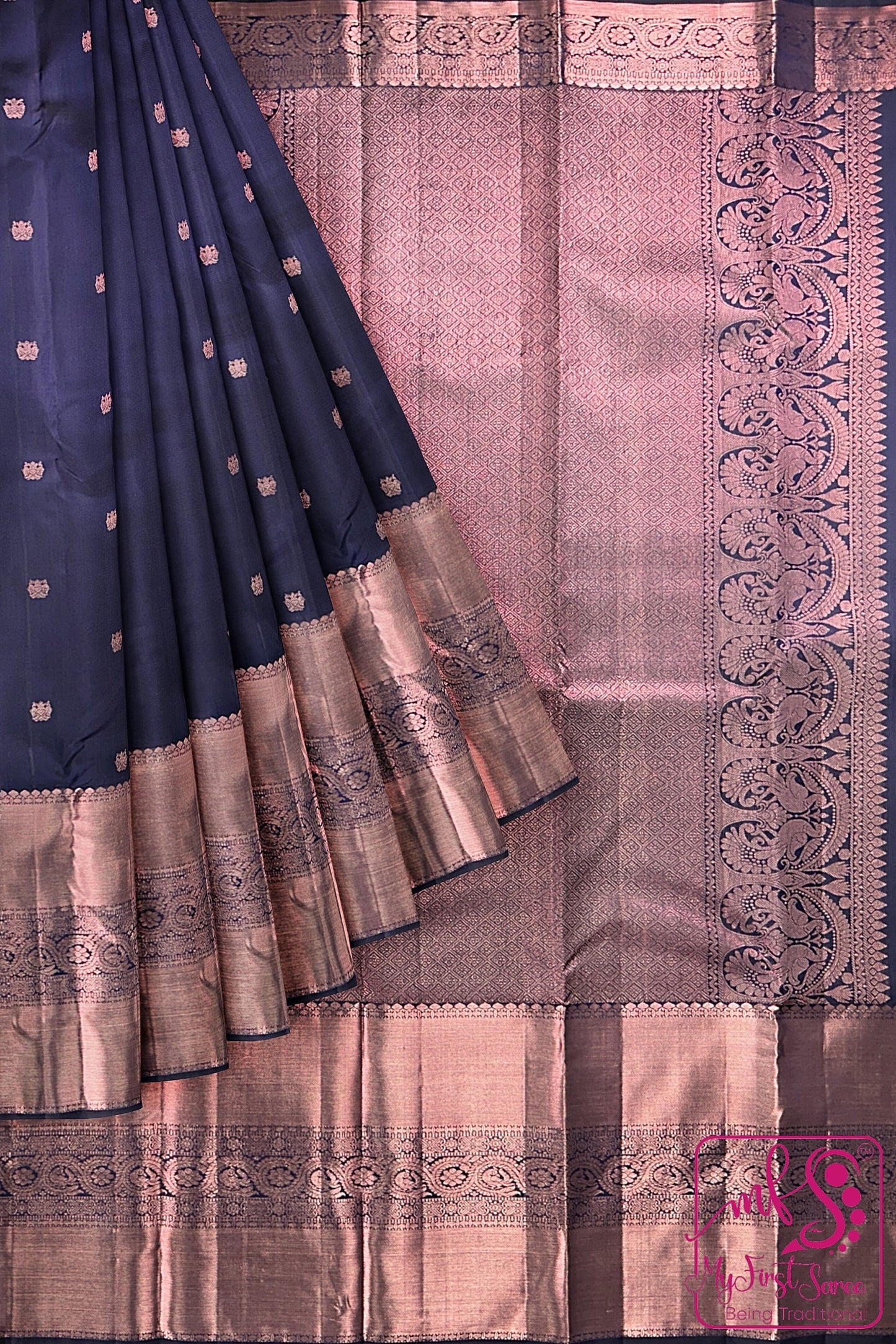 Rich Royal Blue Kanchipuram Silk Saree