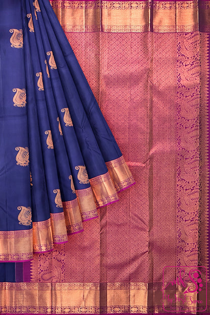 Rich Royal Blue Kanchipuram Silk Saree From Weavers and Best on Online