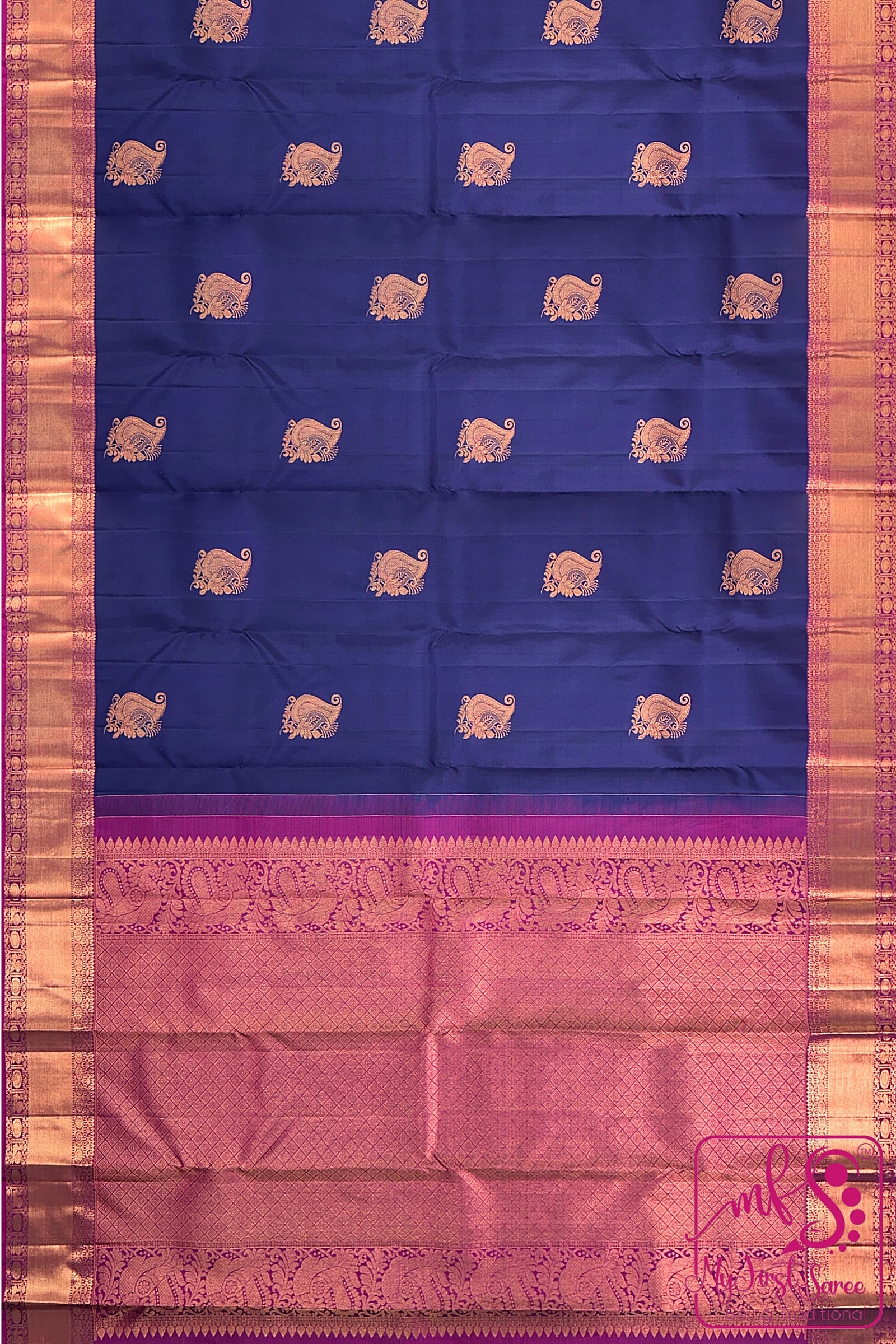 Rich Royal Blue Kanchipuram Silk Saree From Weavers and Best on Online