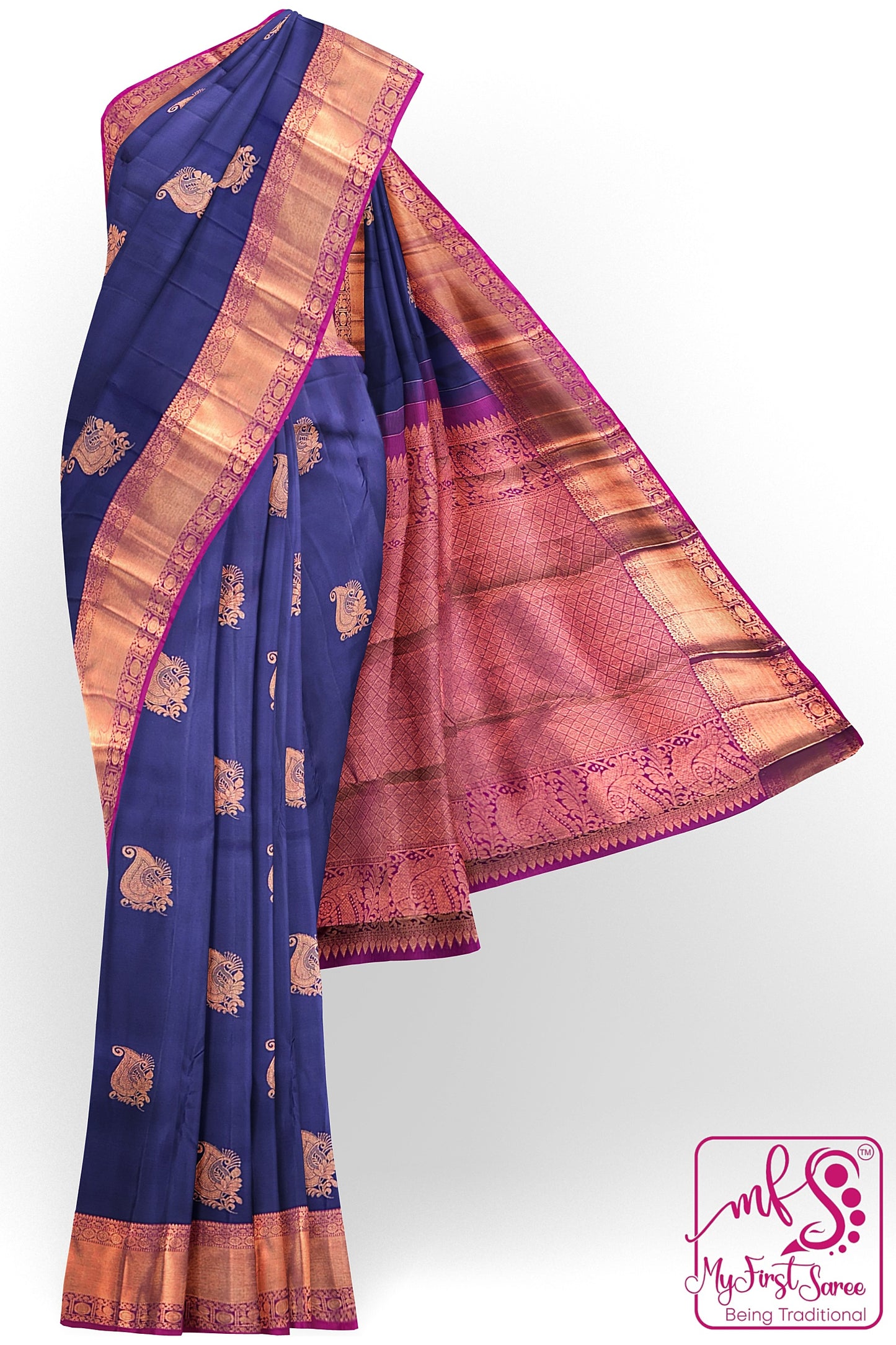 Rich Royal Blue Kanchipuram Silk Saree From Weavers and Best on Online