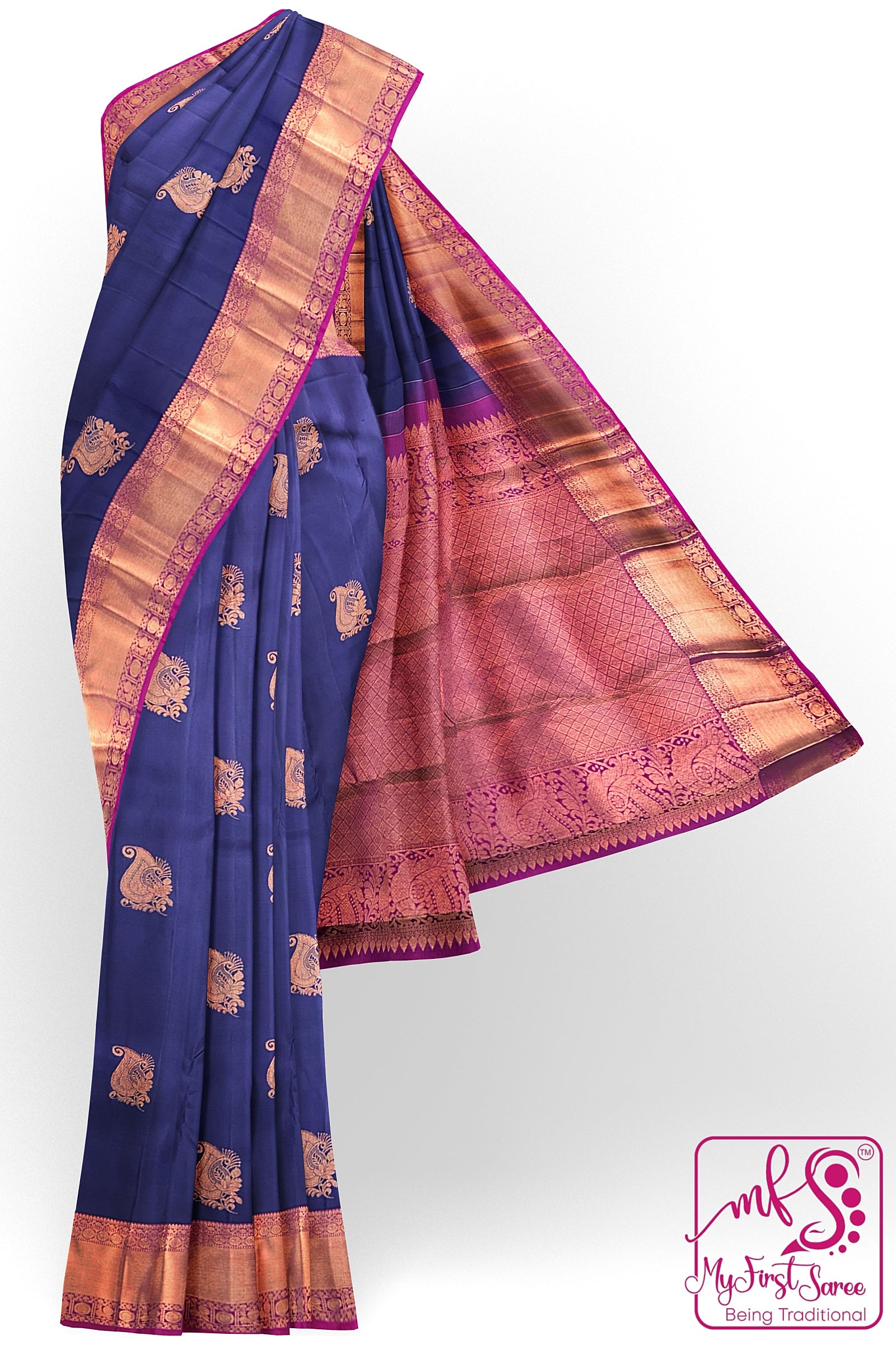 Rich Royal Blue Kanchipuram Silk Saree From Weavers and Best on Online