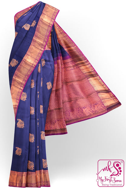 Rich Royal Blue Kanchipuram Silk Saree From Weavers and Best on Online