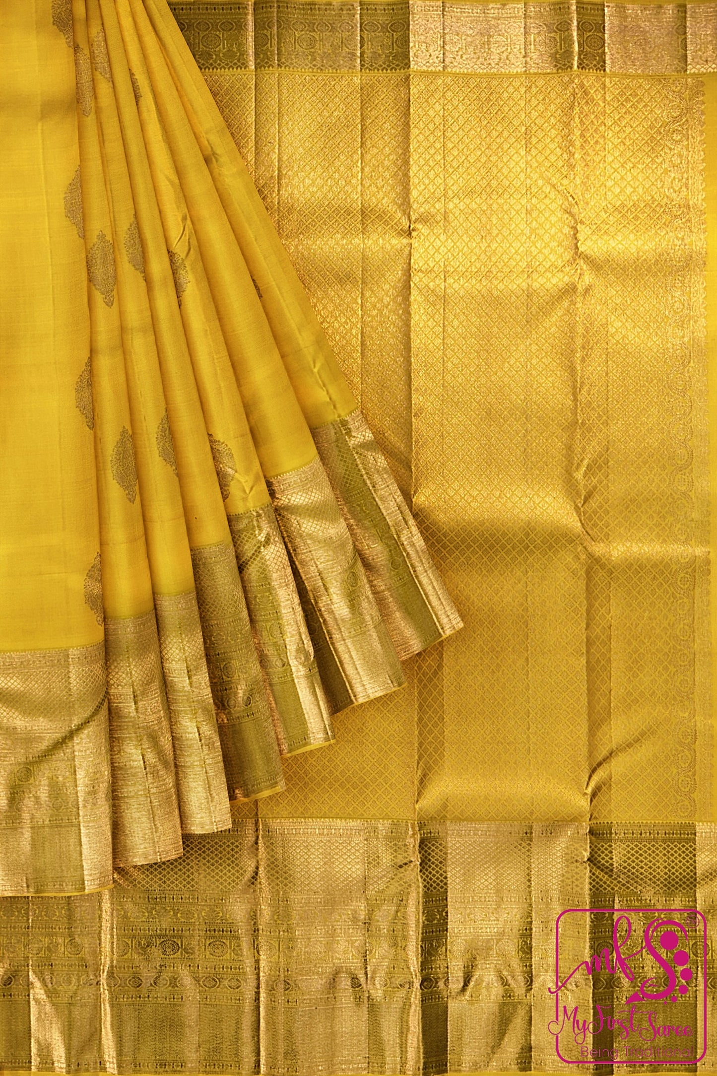 Traditional Yellow Kanchipuram Silk Saree From Weavers and Best on Online