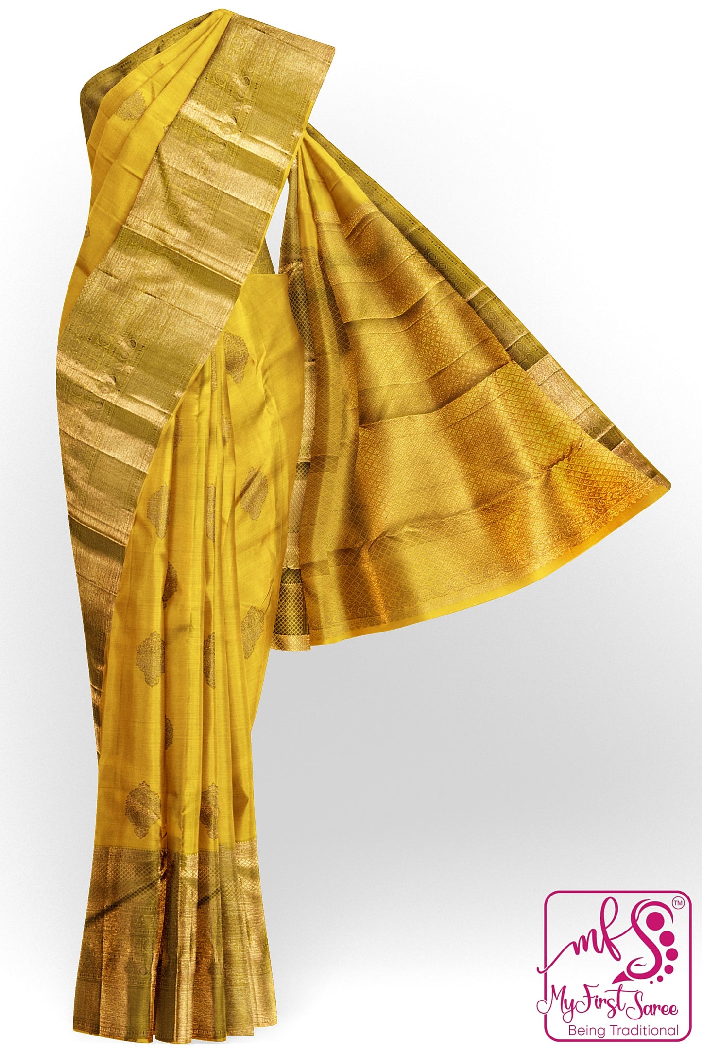 Traditional Yellow Kanchipuram Silk Saree From Weavers and Best on Online