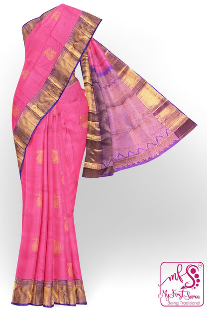 Authentic Baby Pink Kanchipuram Silk Saree From Weavers and Best on Online