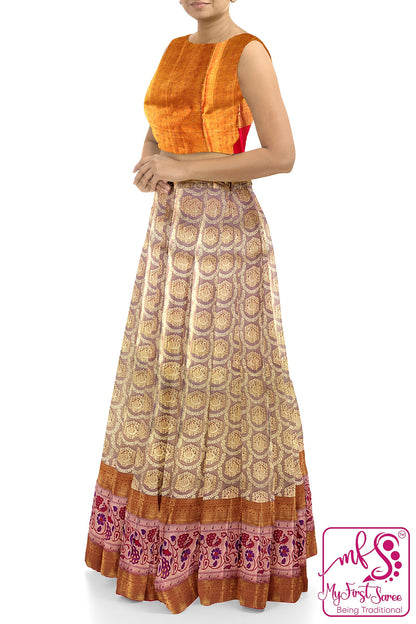 Classy Multi-color Kanchipuram Silk Lehanga From Weavers and Best on Online