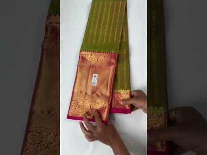 Traditional Olive Green Kanchipuram Silk Saree