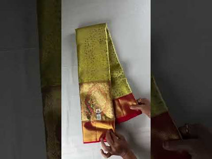 Royal Greenish Yellow  Kachipuram Silk saree