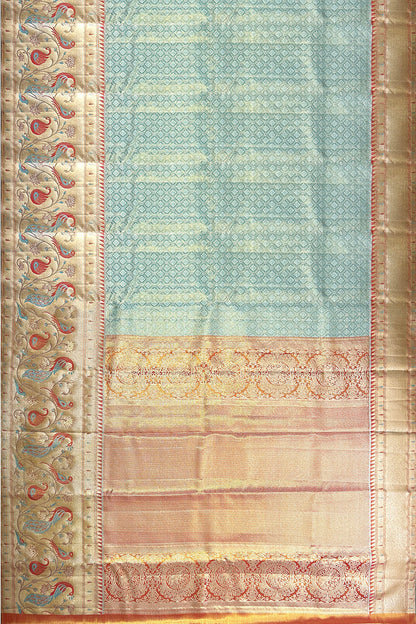 Graceful Sky Blue Kanchipuram Silk saree