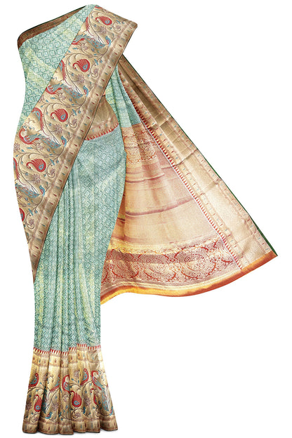 Graceful Sky Blue Kanchipuram Silk saree