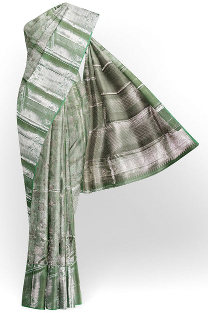 Classy Light green with Silver tone Kanchipuram Silk Saree