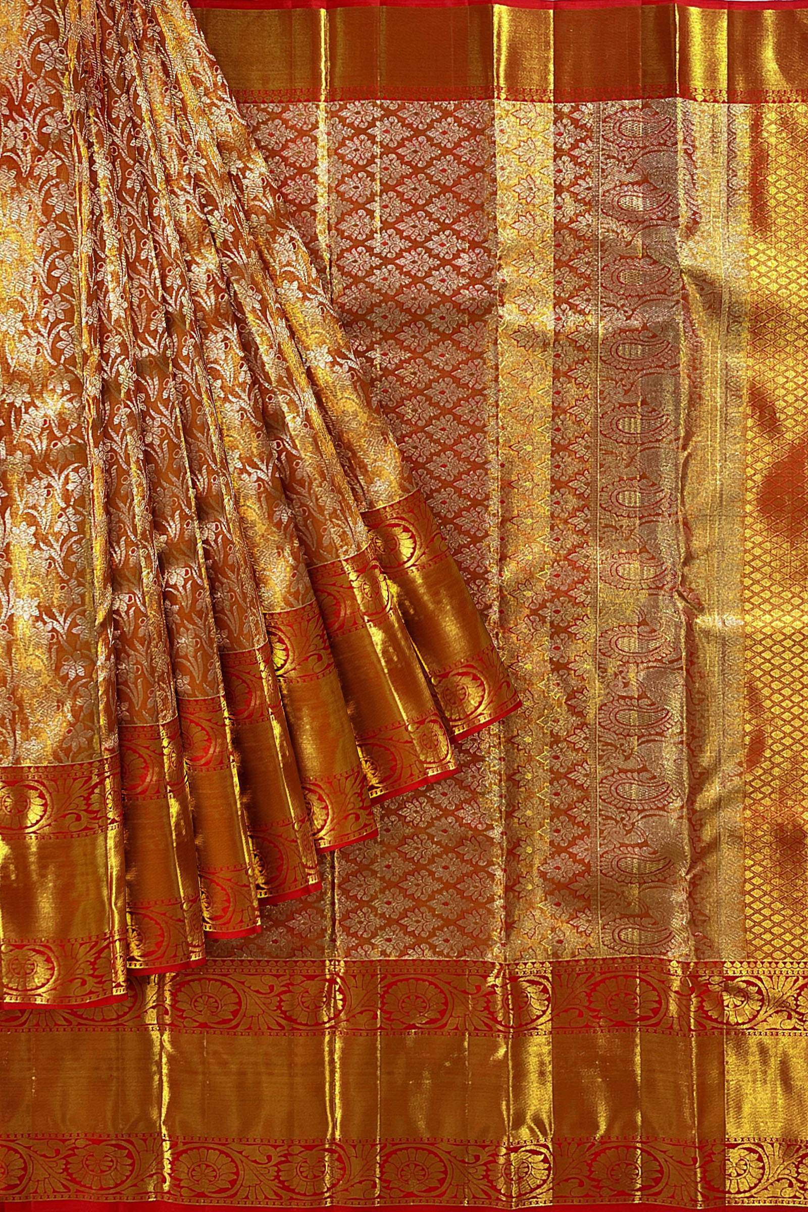 Beautiful Burgundy Red Kanchipuram Silk Saree From Weavers and Best on Online