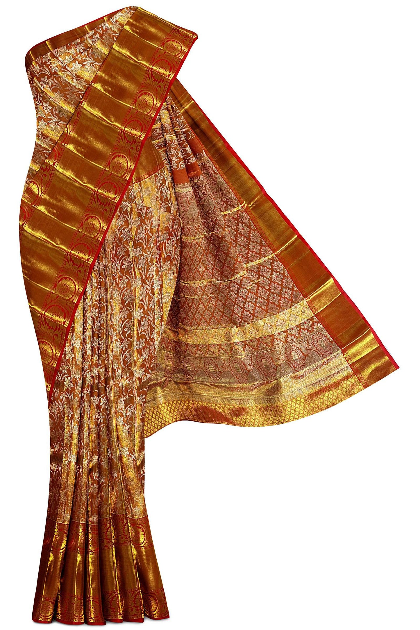 Beautiful Burgundy Red Kanchipuram Silk Saree From Weavers and Best on Online