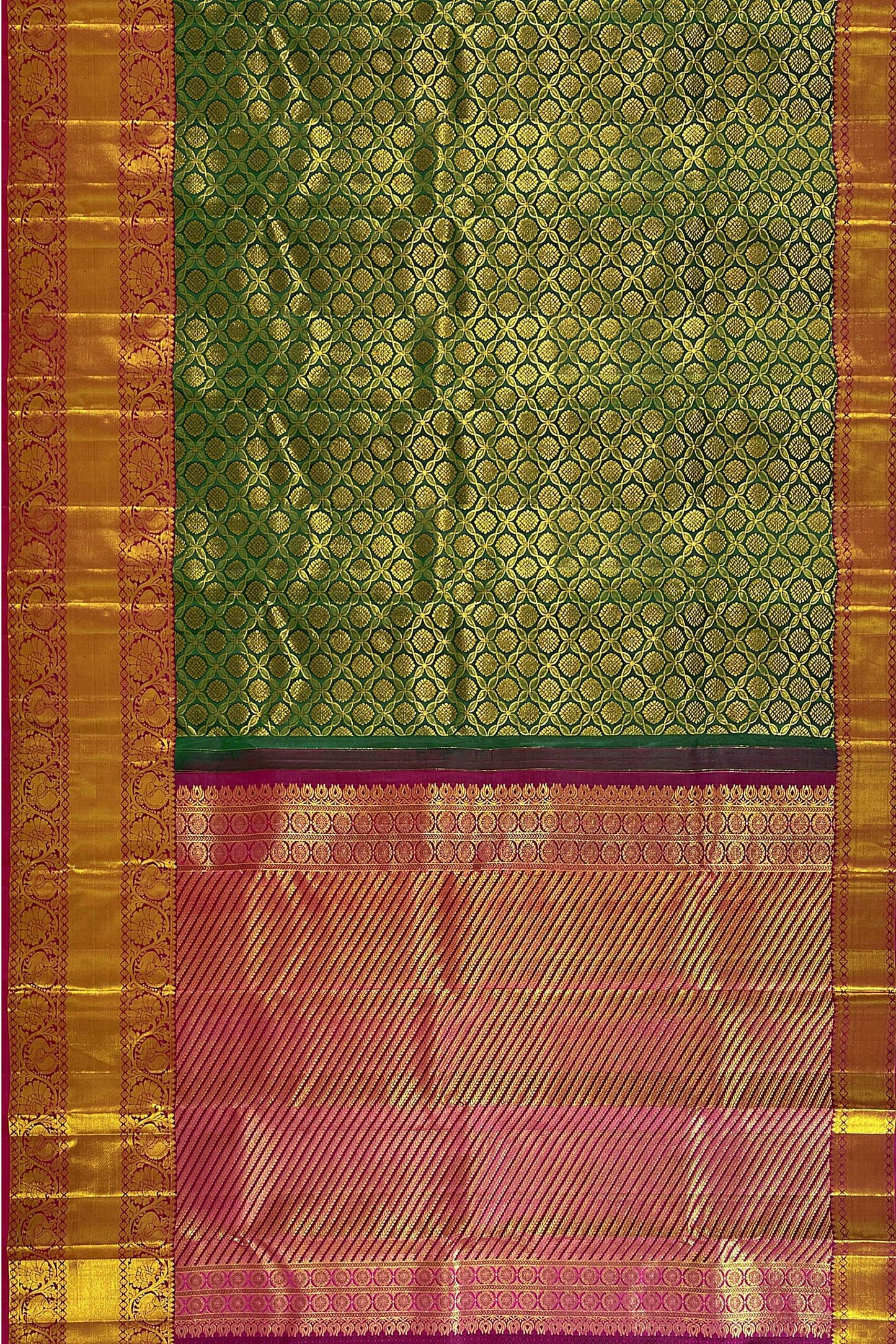 Classy Green Kanchipuram Silk Saree From Weavers and Best on Online