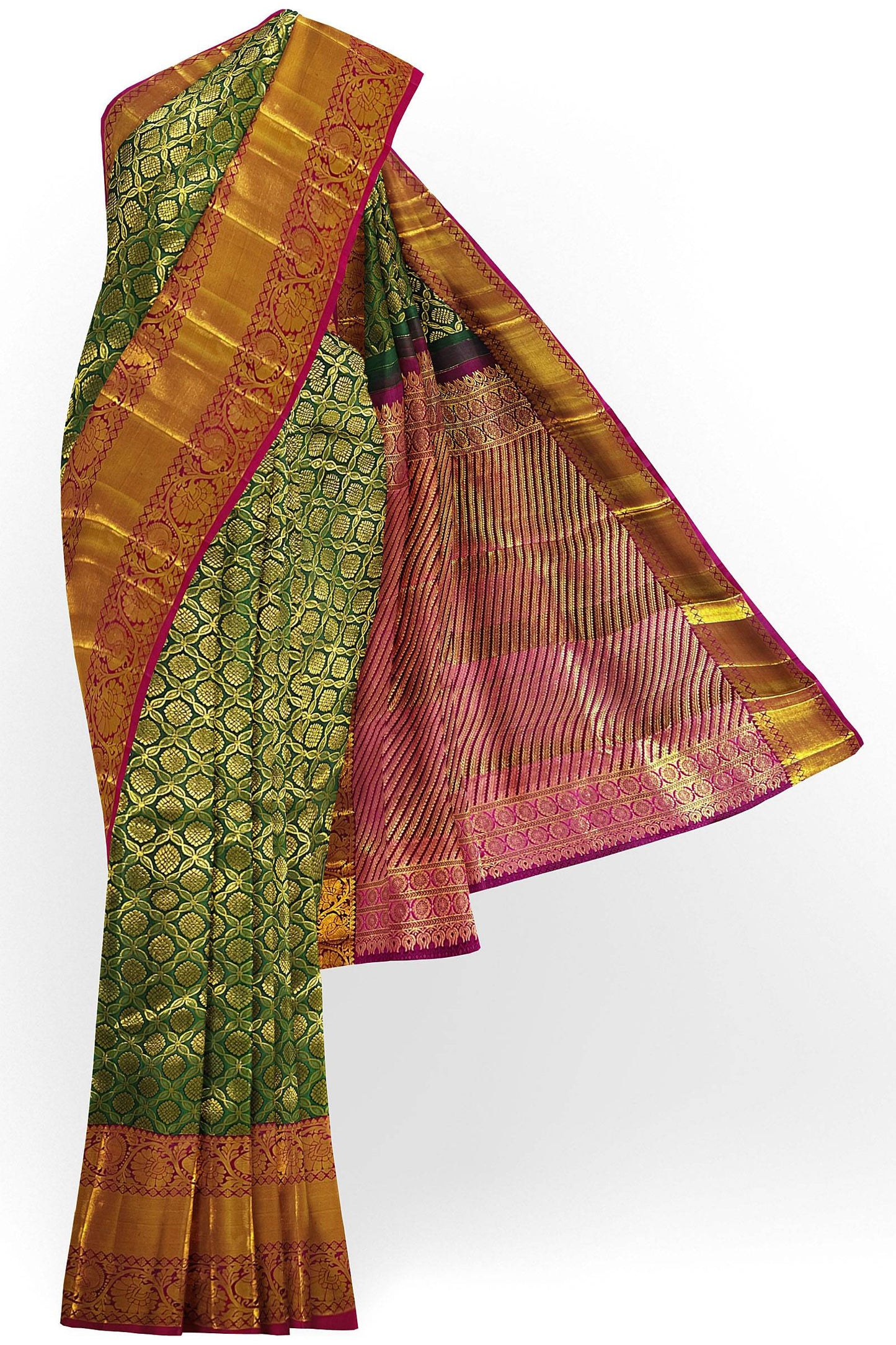 Classy Green Kanchipuram Silk Saree From Weavers and Best on Online