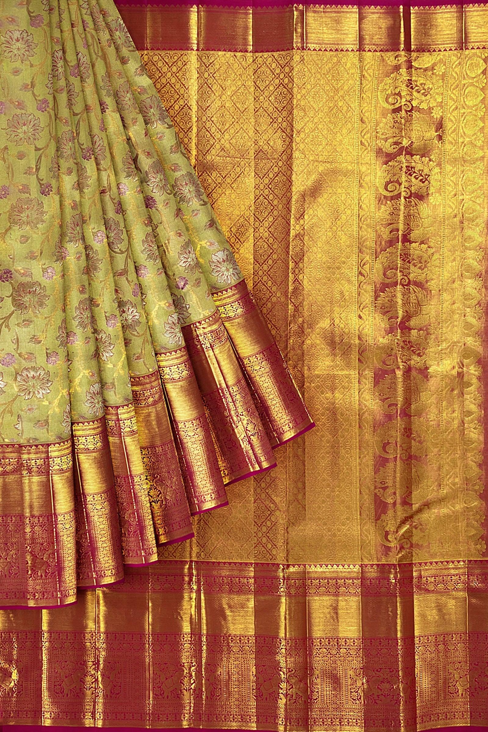 Vibrant Gold Kanchipuram Silk Saree From Weavers and Best on Online
