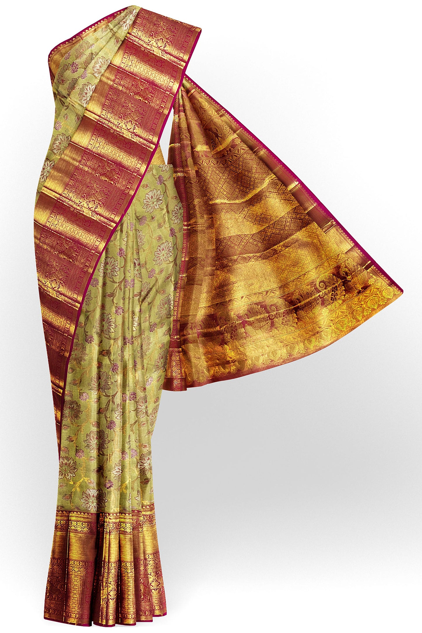 Vibrant Gold Kanchipuram Silk Saree From Weavers and Best on Online