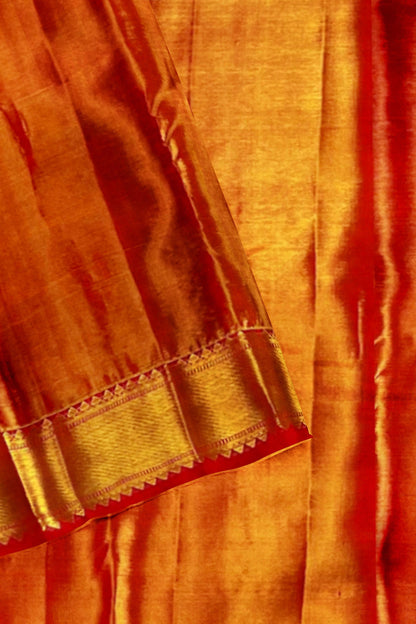 Vibrant Goldish Yellow Kanchipuram Silk Saree From Weavers and Best on Online