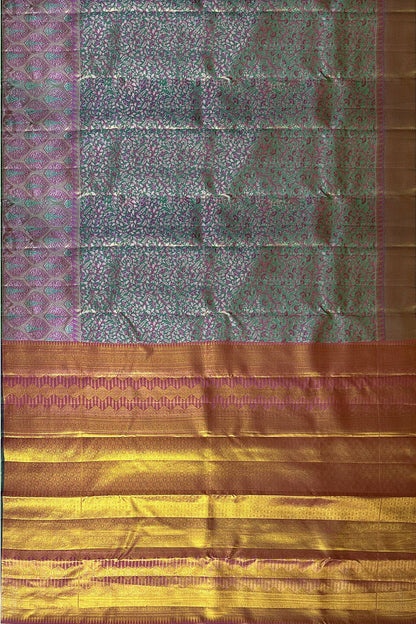 Authentic Green With Pink Kanchipuram Silk Saree