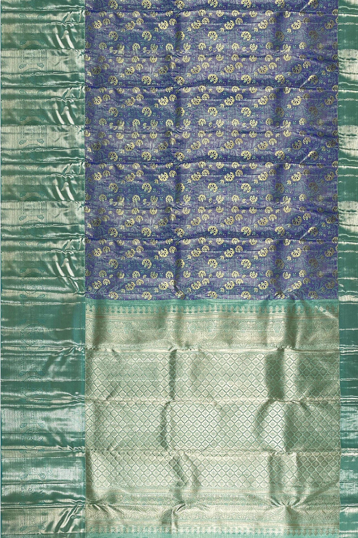 Exotic Grape Violet with Blue Kanchipuram Silk Saree From Weavers and Best on Online