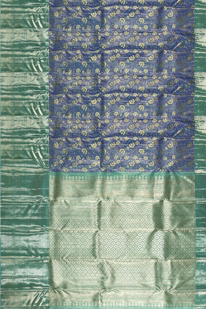 Exotic Grape Violet with Blue Kanchipuram Silk Saree From Weavers and Best on Online
