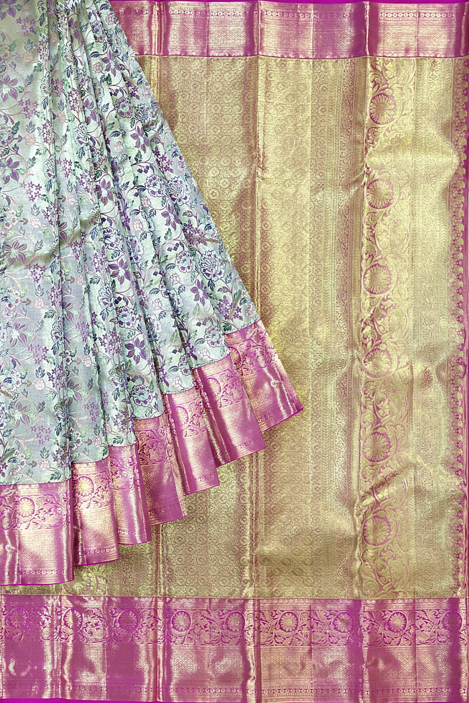 Beautiful Multi-color Kanchipuram Silk Saree From Weavers and Best on Online