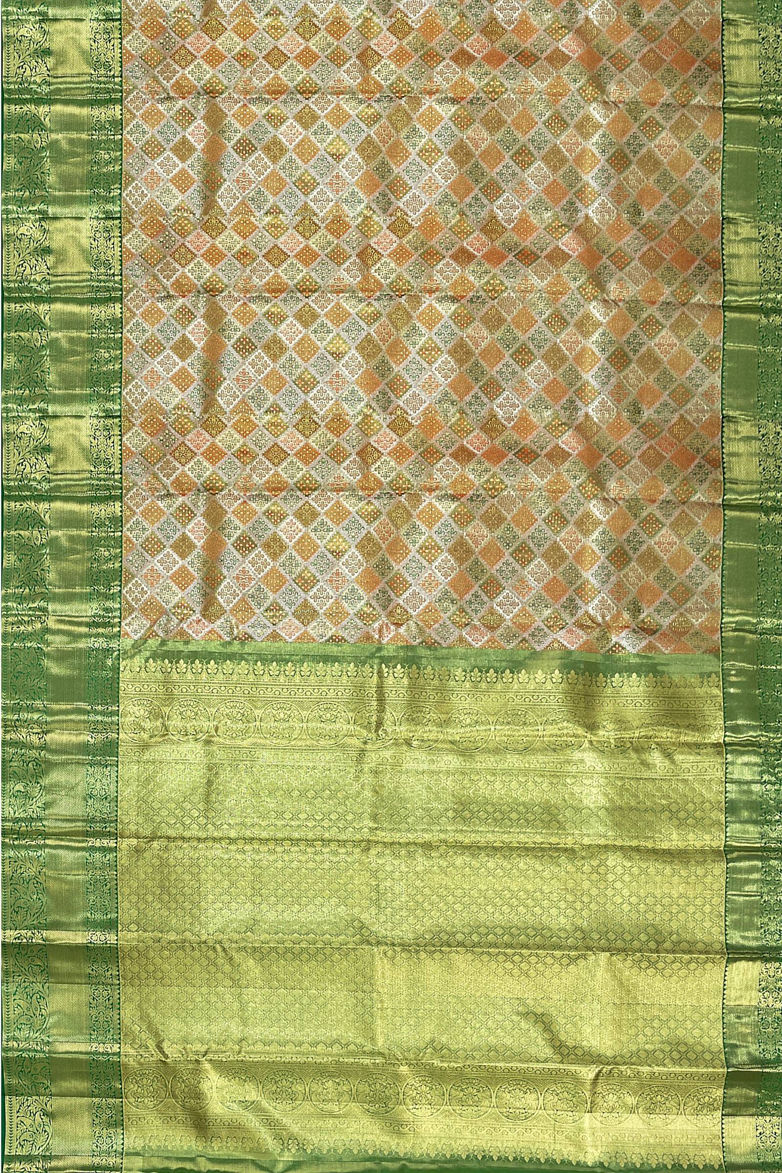 Fine Multi-color Kanchipuram Silk Saree From Weavers and Best on Online