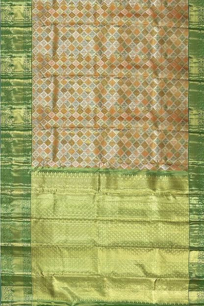 Fine Multi-color Kanchipuram Silk Saree From Weavers and Best on Online