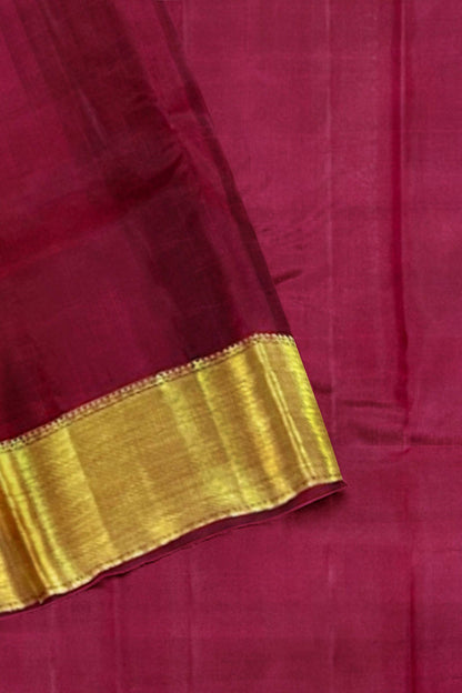 Authentic Marron Red Kanchipuram Silk Saree