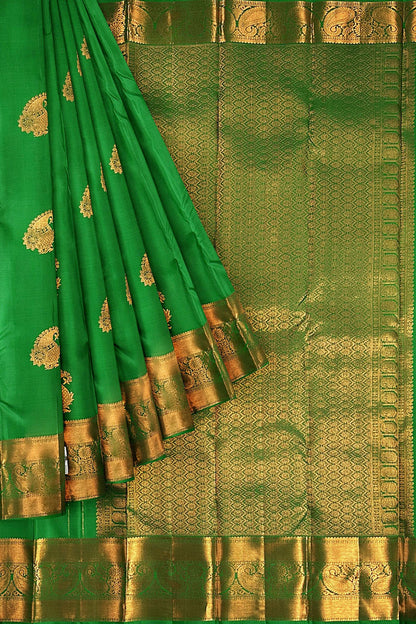 Traditional Green Kanchipuram Silk Saree From Weavers and Best on Online