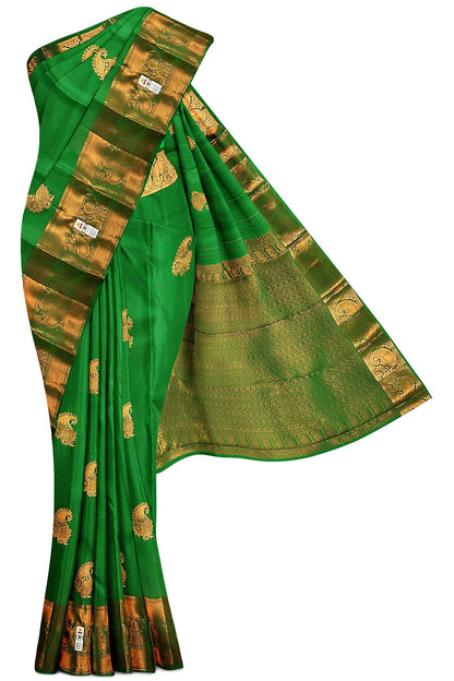 Traditional Green Kanchipuram Silk Saree From Weavers and Best on Online