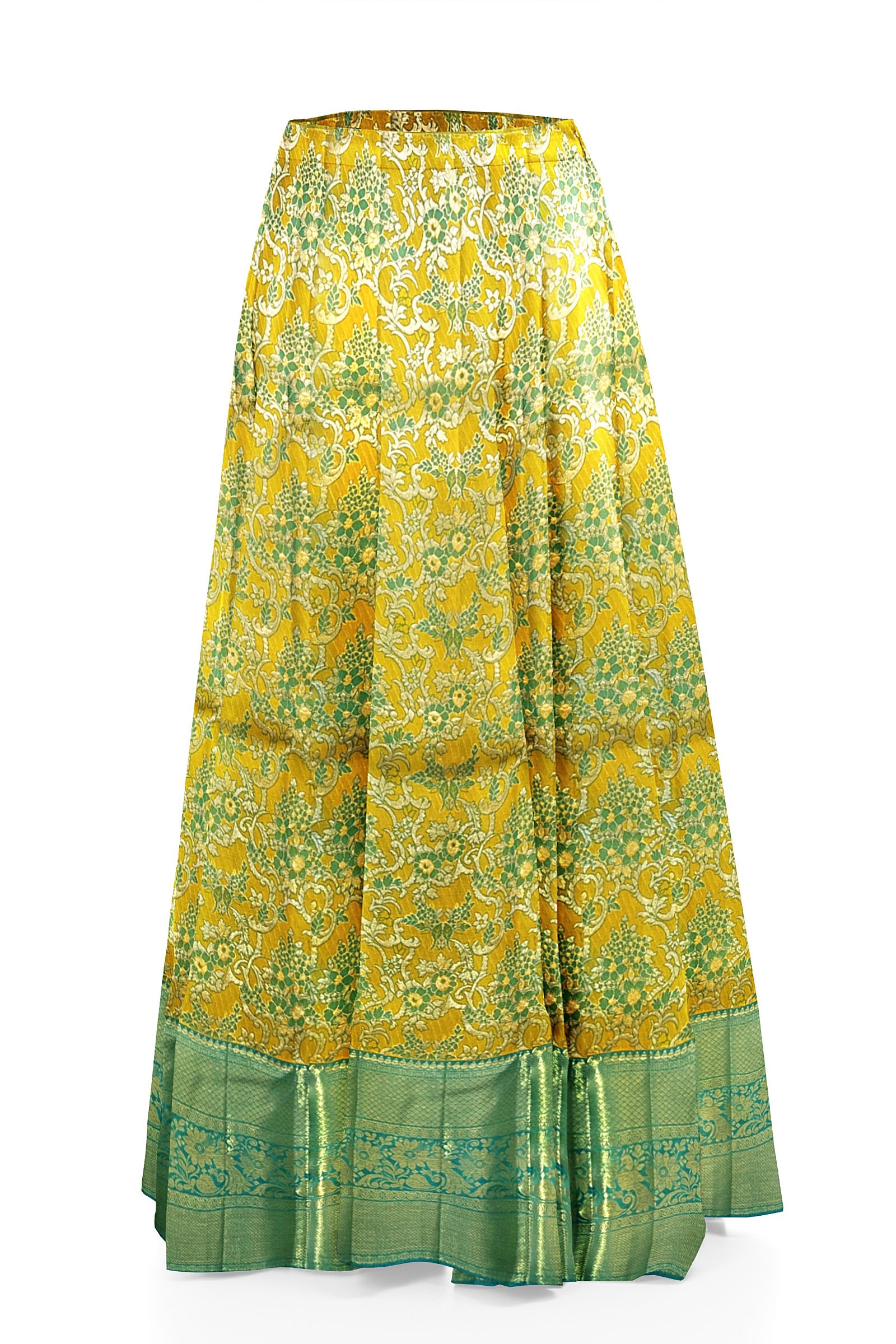 Royal Yellow Pure Kanchipuram Pattu Pavada From Weavers and Best on Online