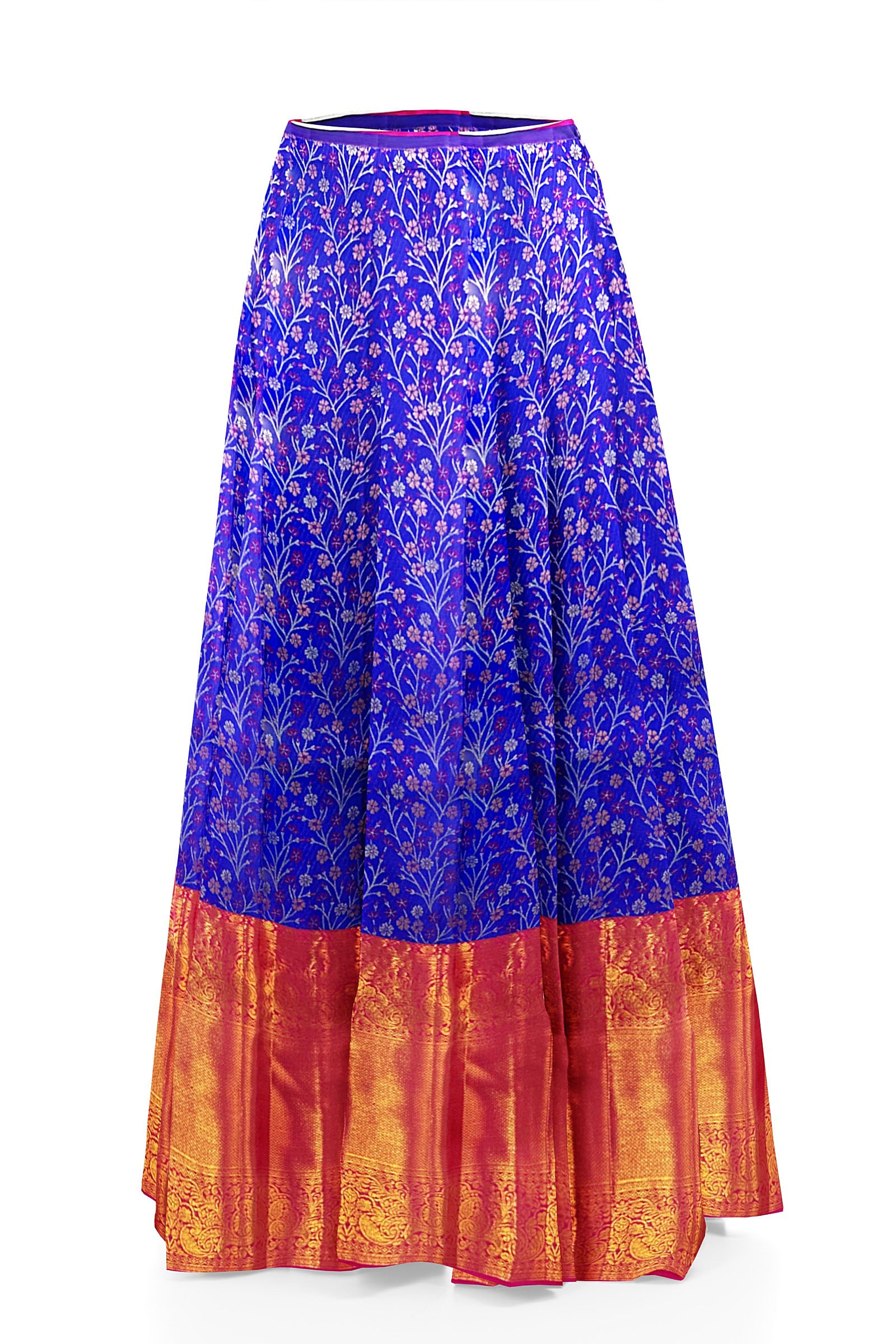 Stunning Blue Pure Kanchipuram Pattu Pavada From Weavers and Best on Online