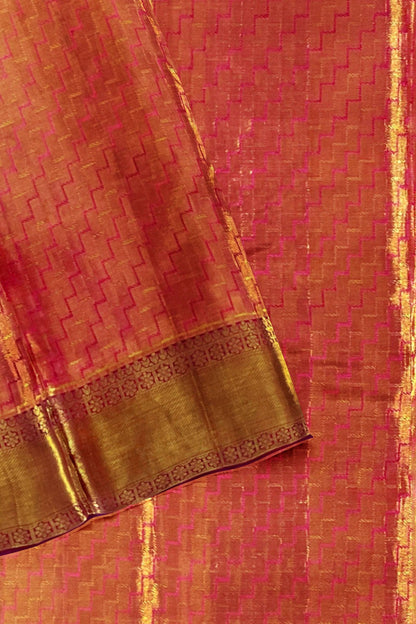 Vibrant Yellow & Marron Kanchipuram Silk Saree From Weavers and Best on Online