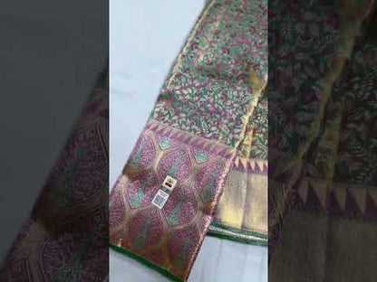 Authentic Green With Pink Kanchipuram Silk Saree