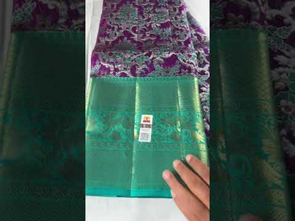 Beautiful Grape Violet Pure Kanchipuram Pattu Pavada